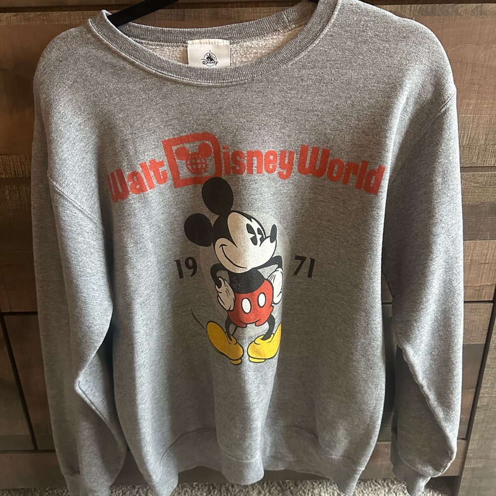Disney Gray Crewneck Sweater with Mickey Mouse